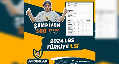LGS Türkiye Birincisi Aydınlar Eğitim Kurumlarından