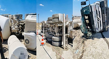 Keşmer Dağı Projesinde Çalışan Beton Mikseri Devrildi