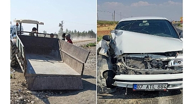 Urfa'da Otomobil Traktöre Arkadan Çarptı